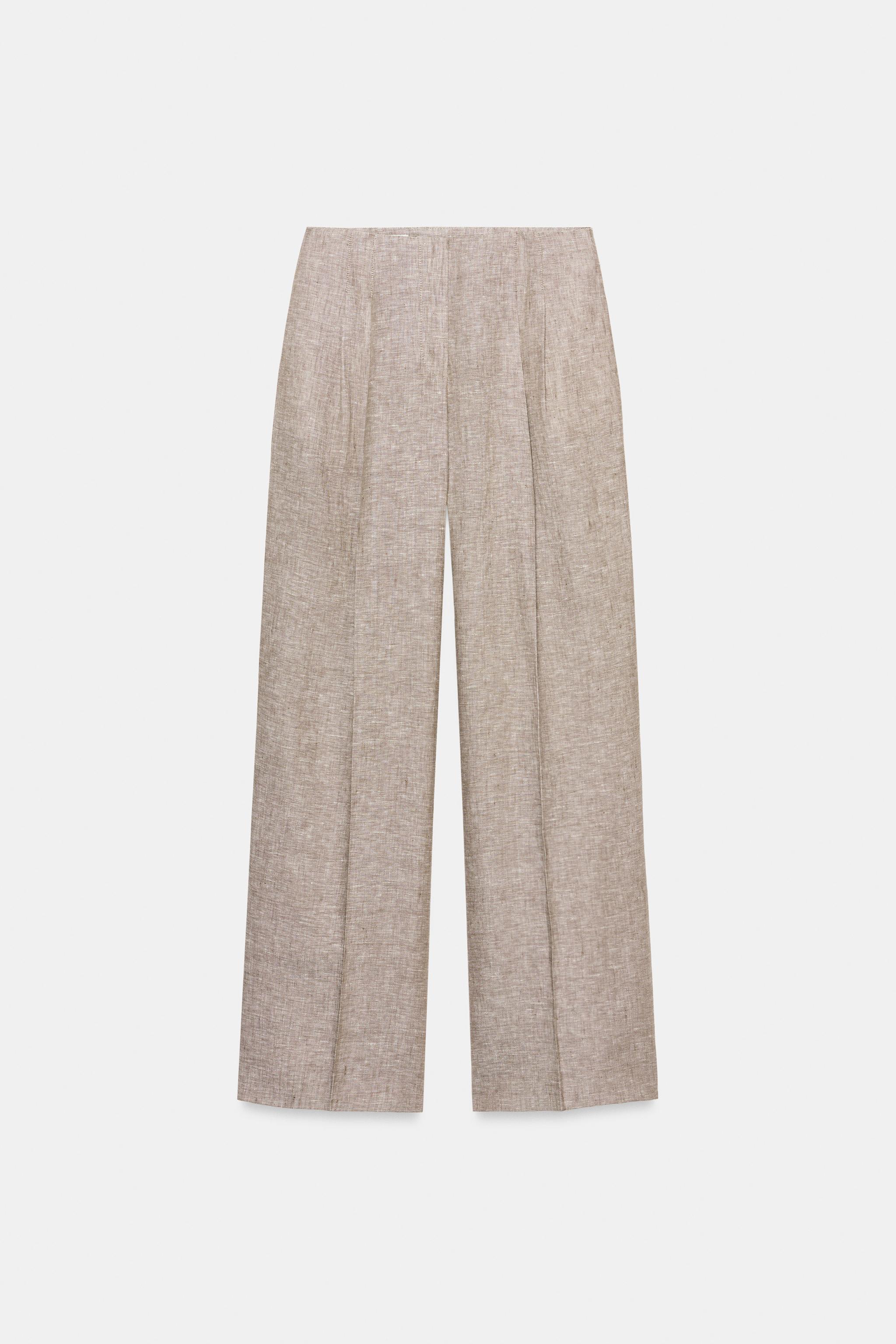 100% LINEN STRAIGHT LEG PANTS